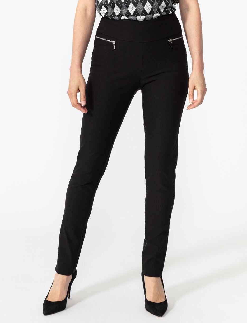 Skinny Pull-on Pants with Zippers