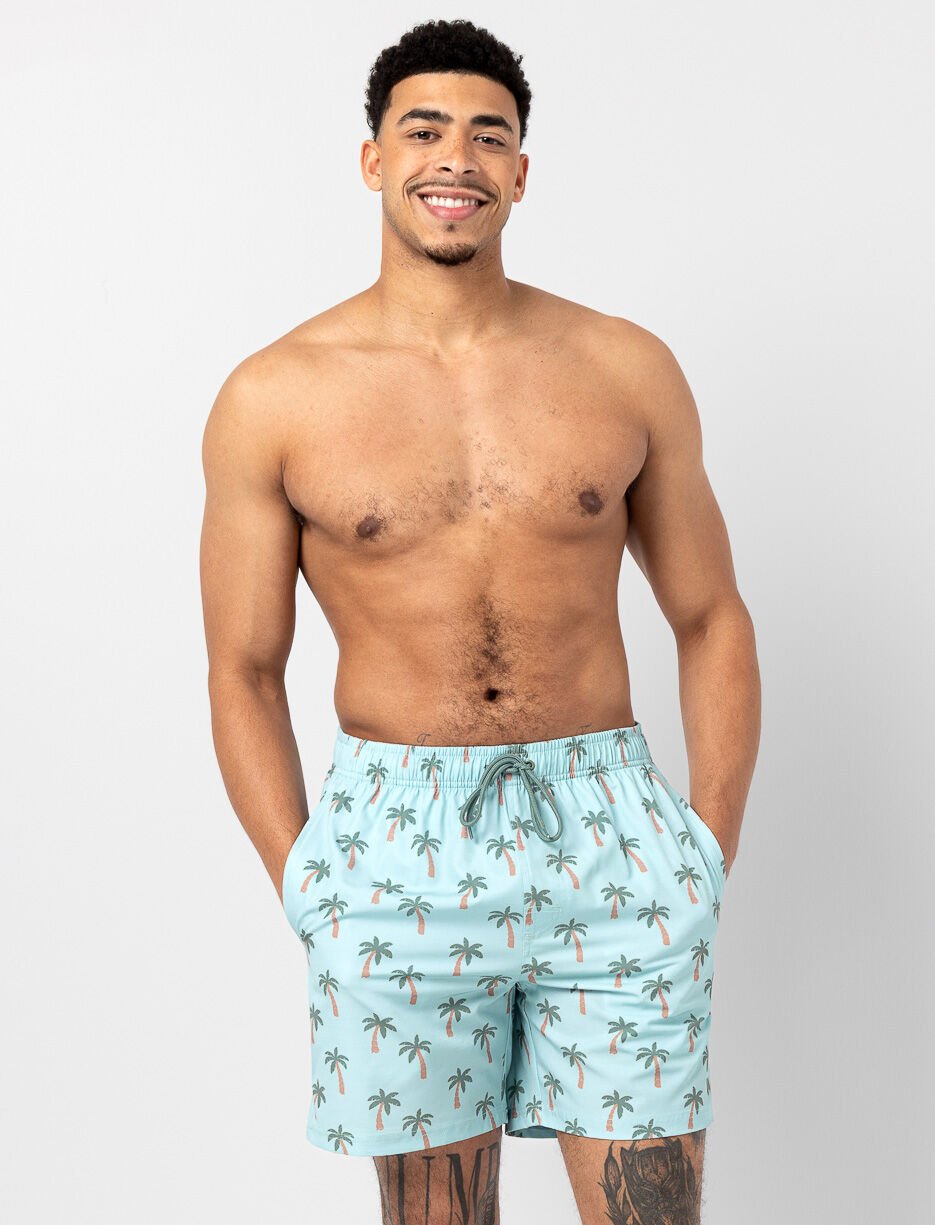 Printed Elastic-waist Boardshorts