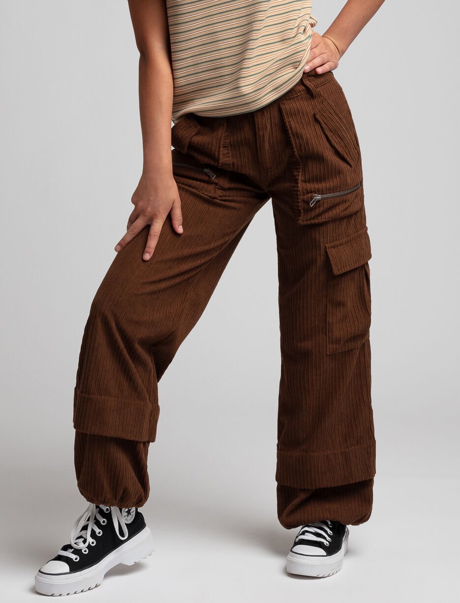 Pantalon cargo en velours c&ocirc;tel&eacute;
