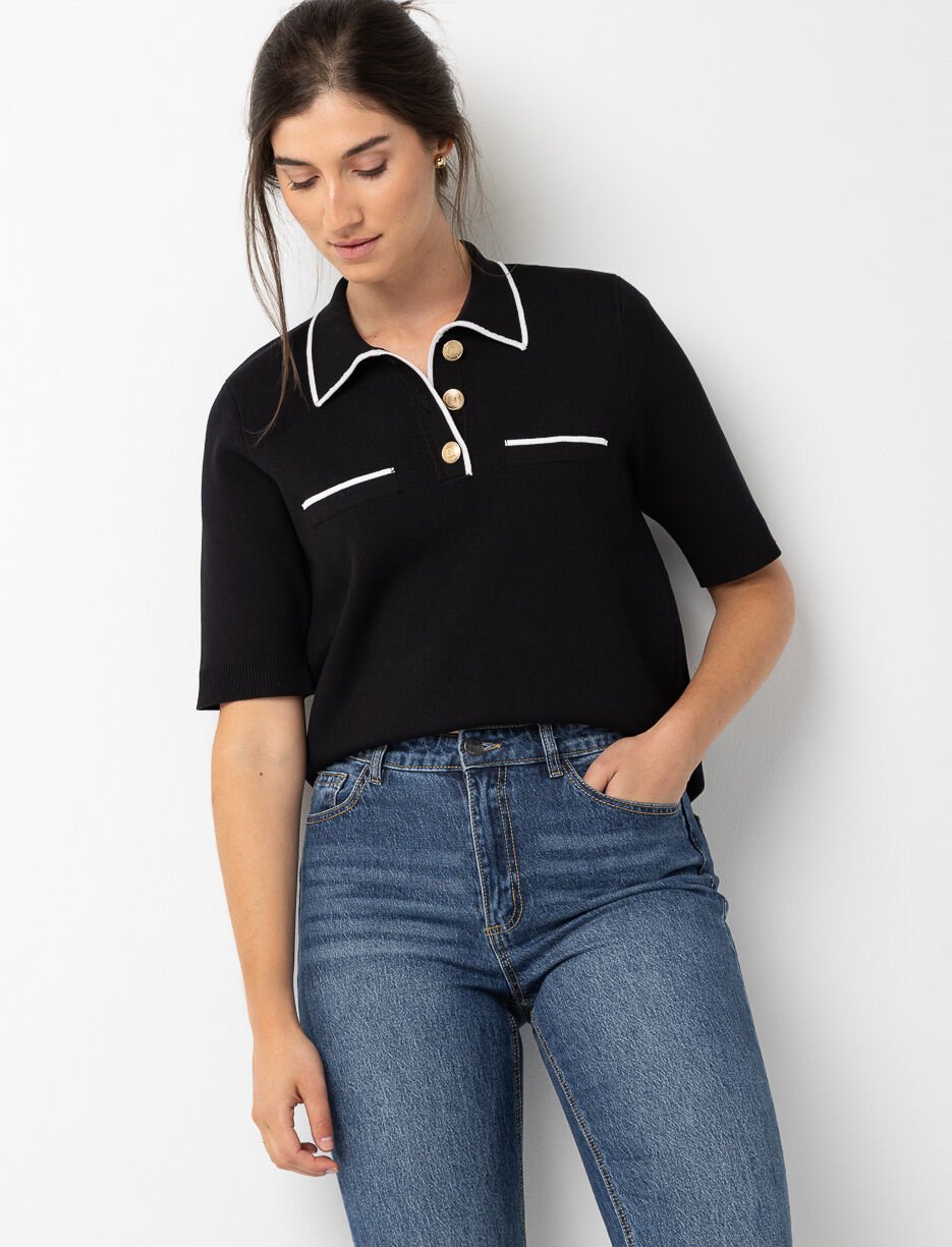 Chandail en tricot à col polo