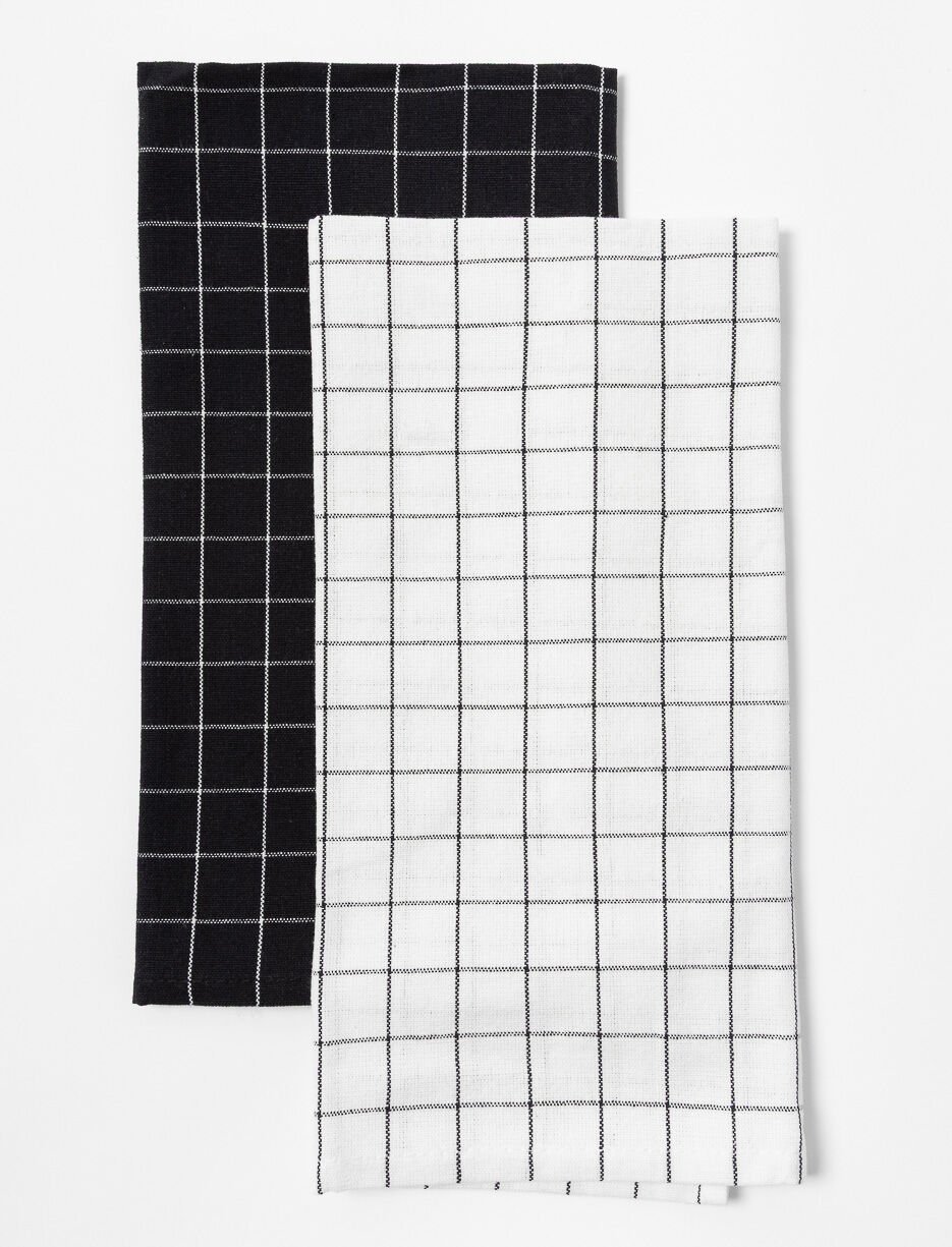 Linges &agrave; vaisselle &agrave; carreaux - paquet de 2