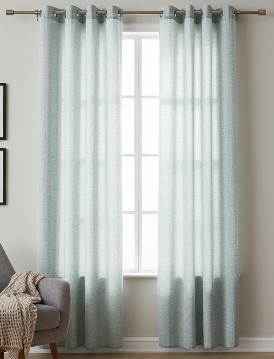 Panneau de rideau voilage aspect lin