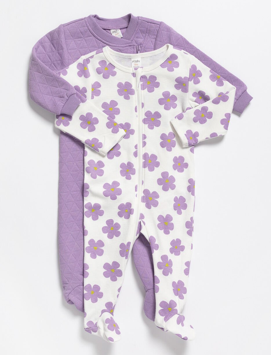 Pyjamas une-pièce à fermeture éclair - Ensemble de 2