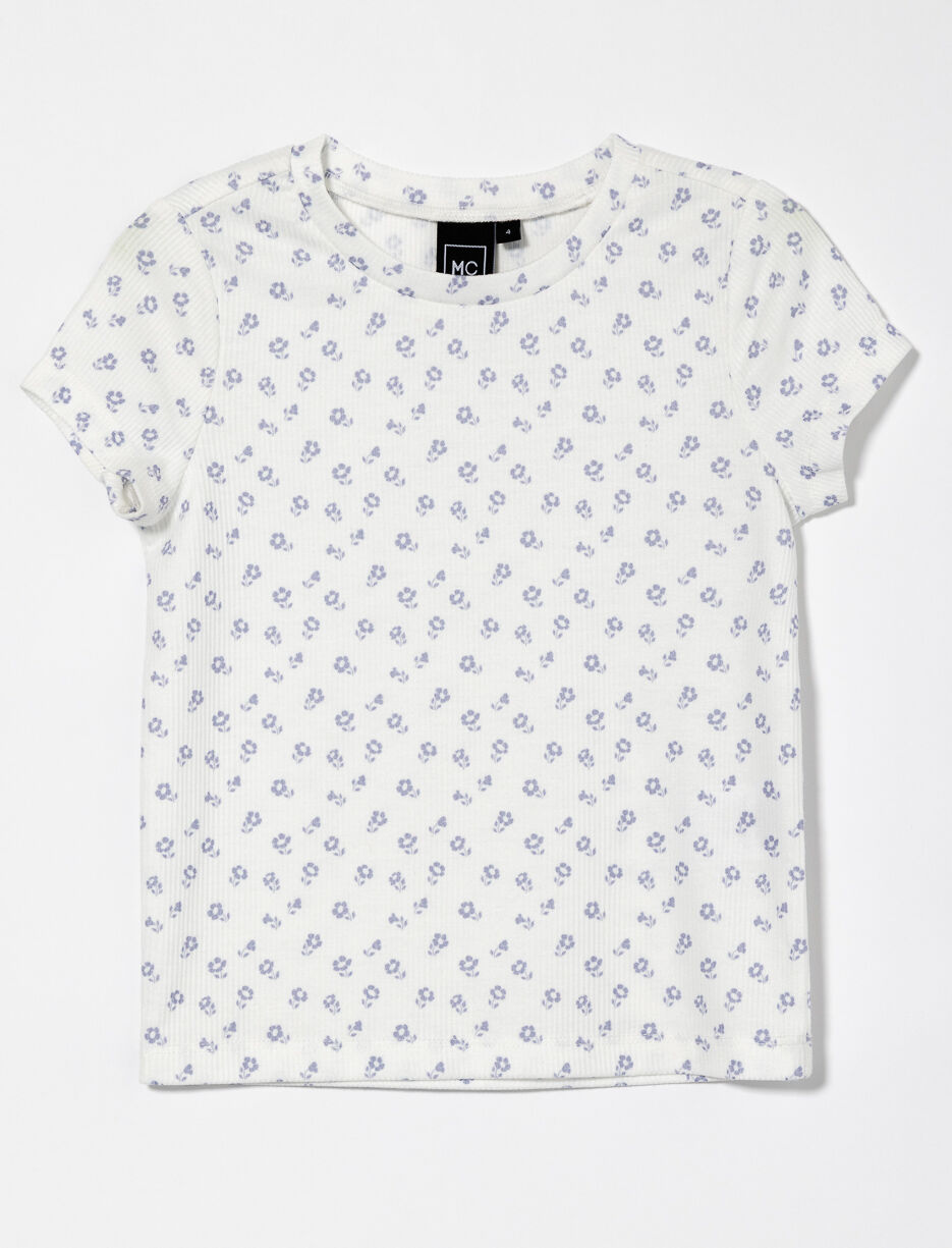 Floral Ribbed T-shirt - Little Girl