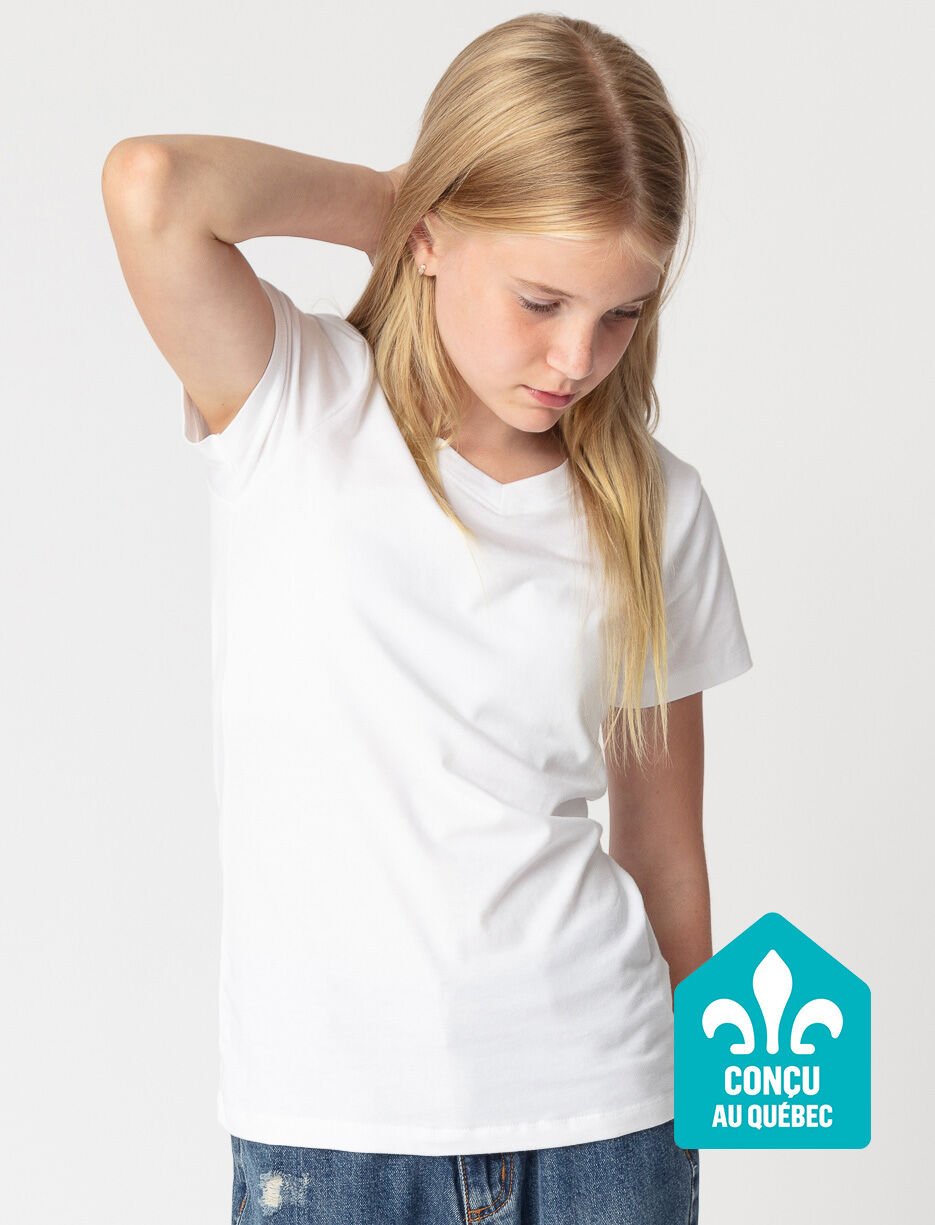 T-shirt à col en V en coton bio