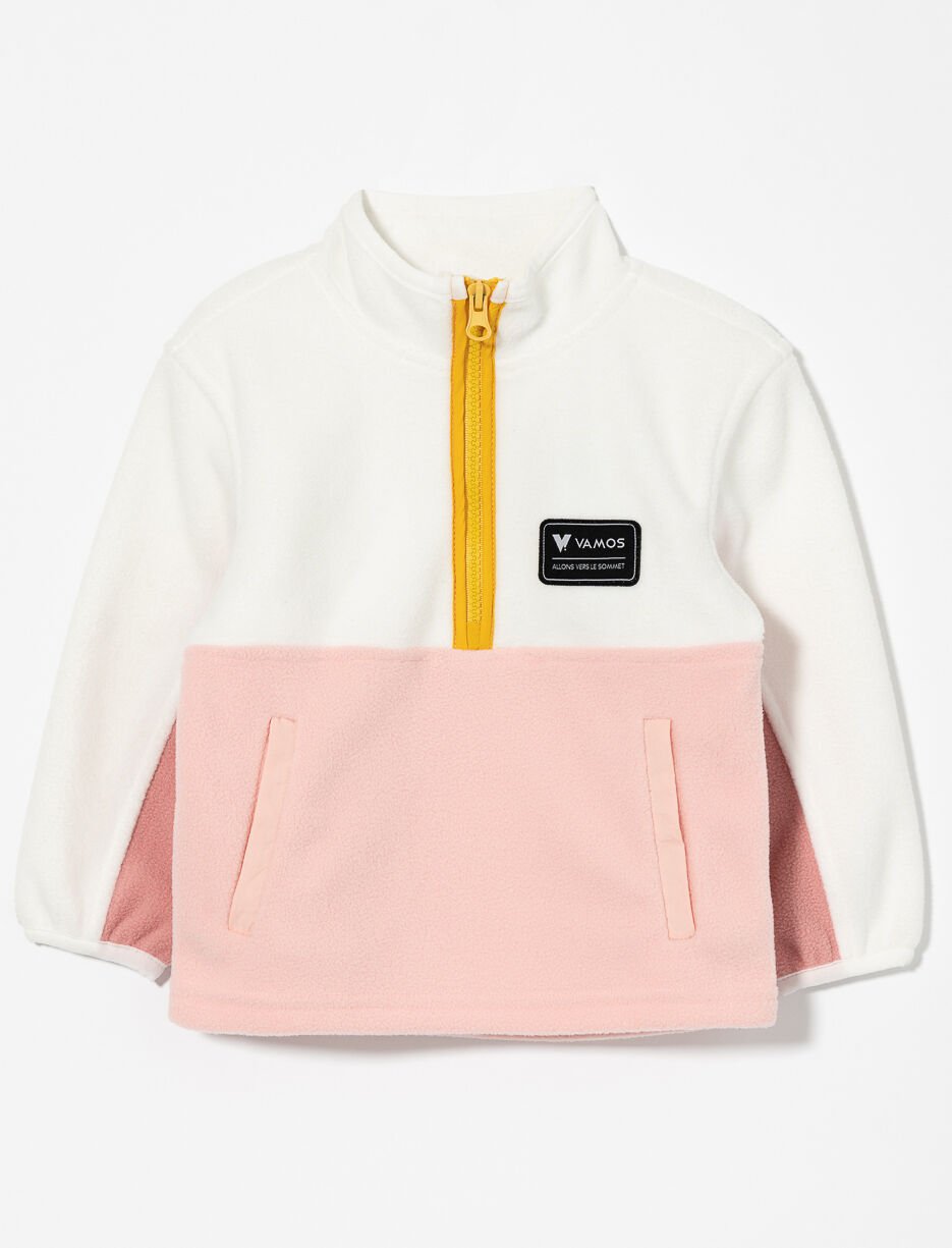 Chandail en polar deux tons à demi-zip - bébé fille