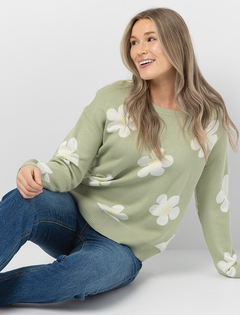 Chandail en tricot &agrave; fleurs 