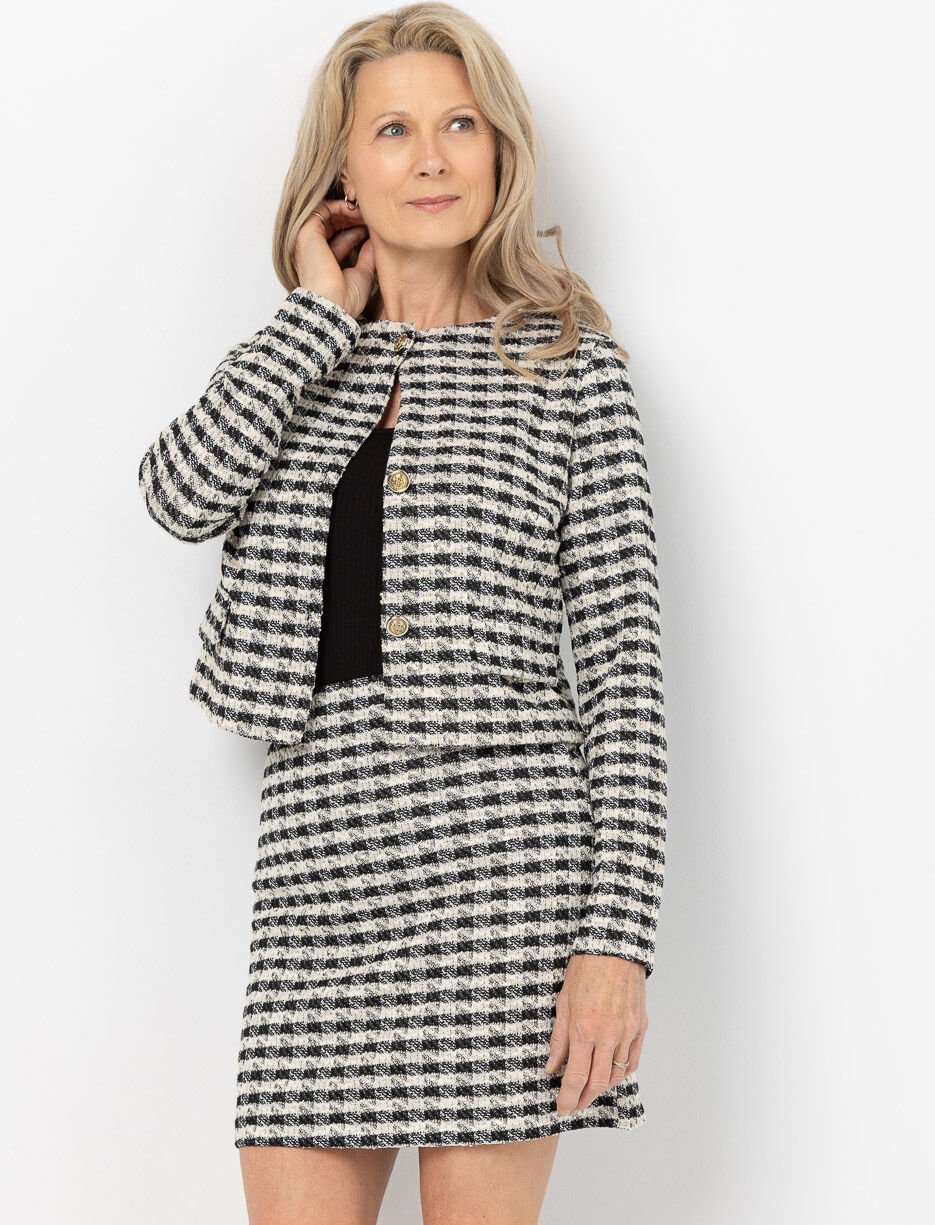 Veston bouclé à boutons dorés