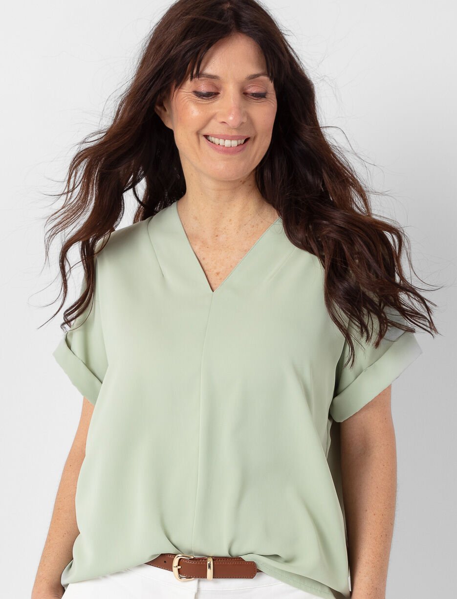 Dolman Sleeve V-neck Blouse
