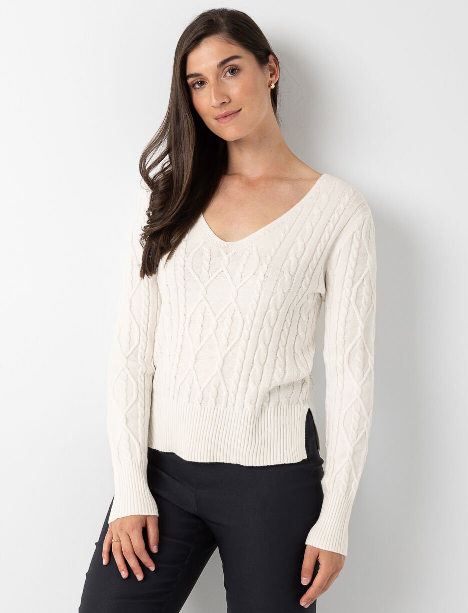 Textured V-neck Knit Sweater