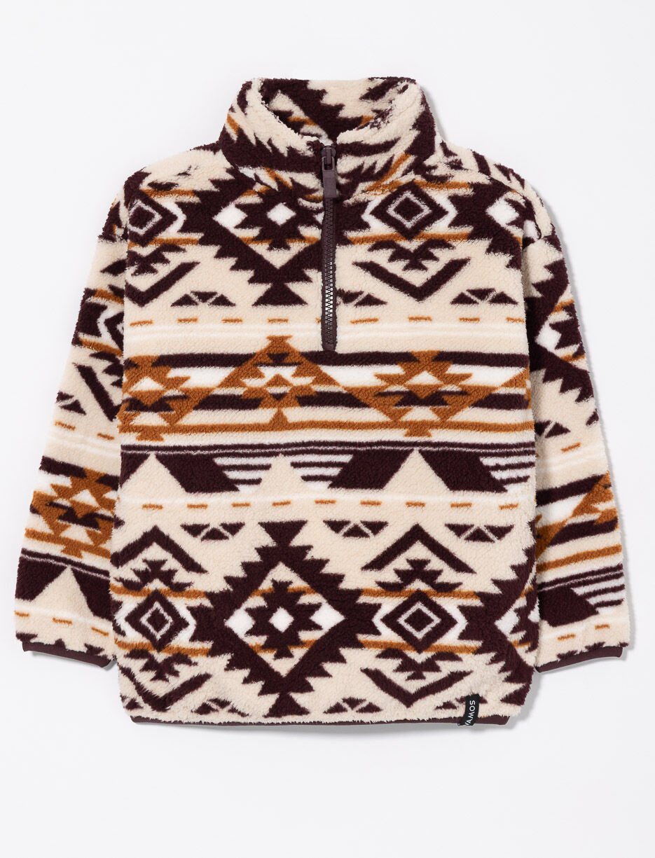 Half-zip Aztec Print Sherpa Pullover - Little Girl