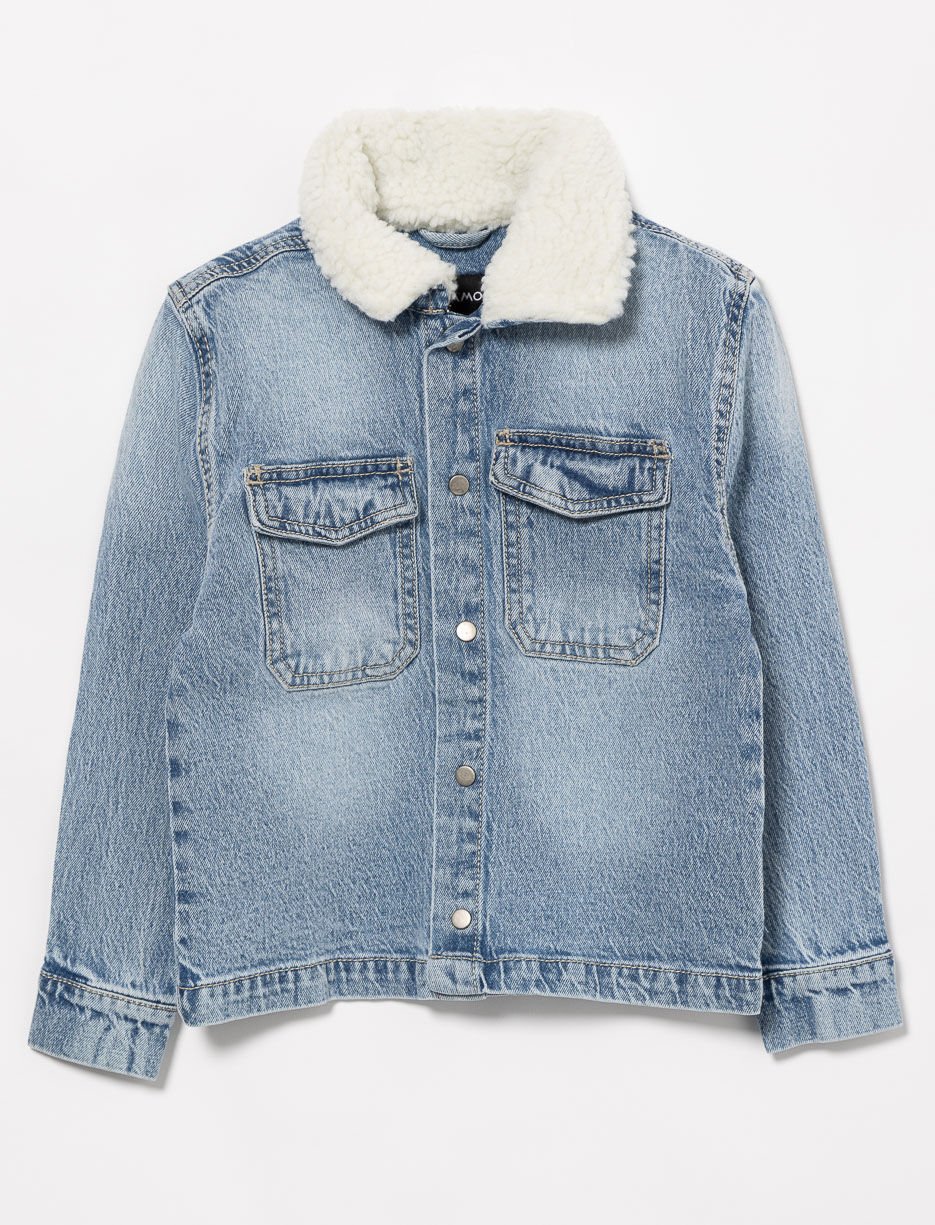 Denim Jacket with Sherpa Collar