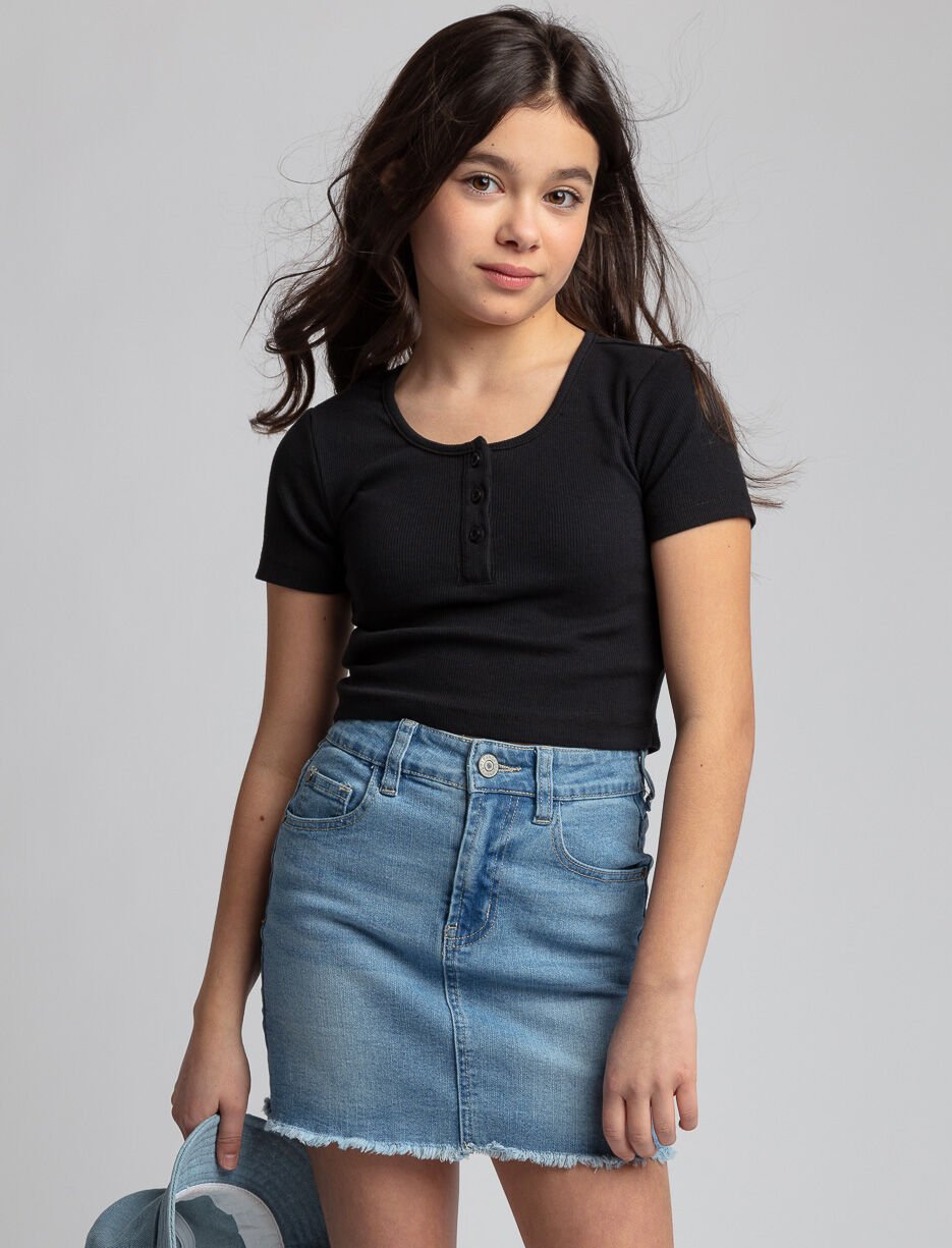 T-shirt côtelé à col boutonné