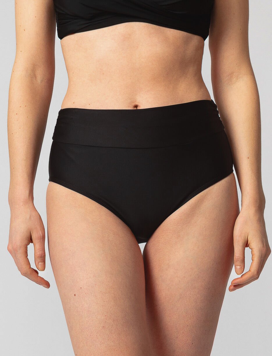 Bas de bikini taille haute froncé