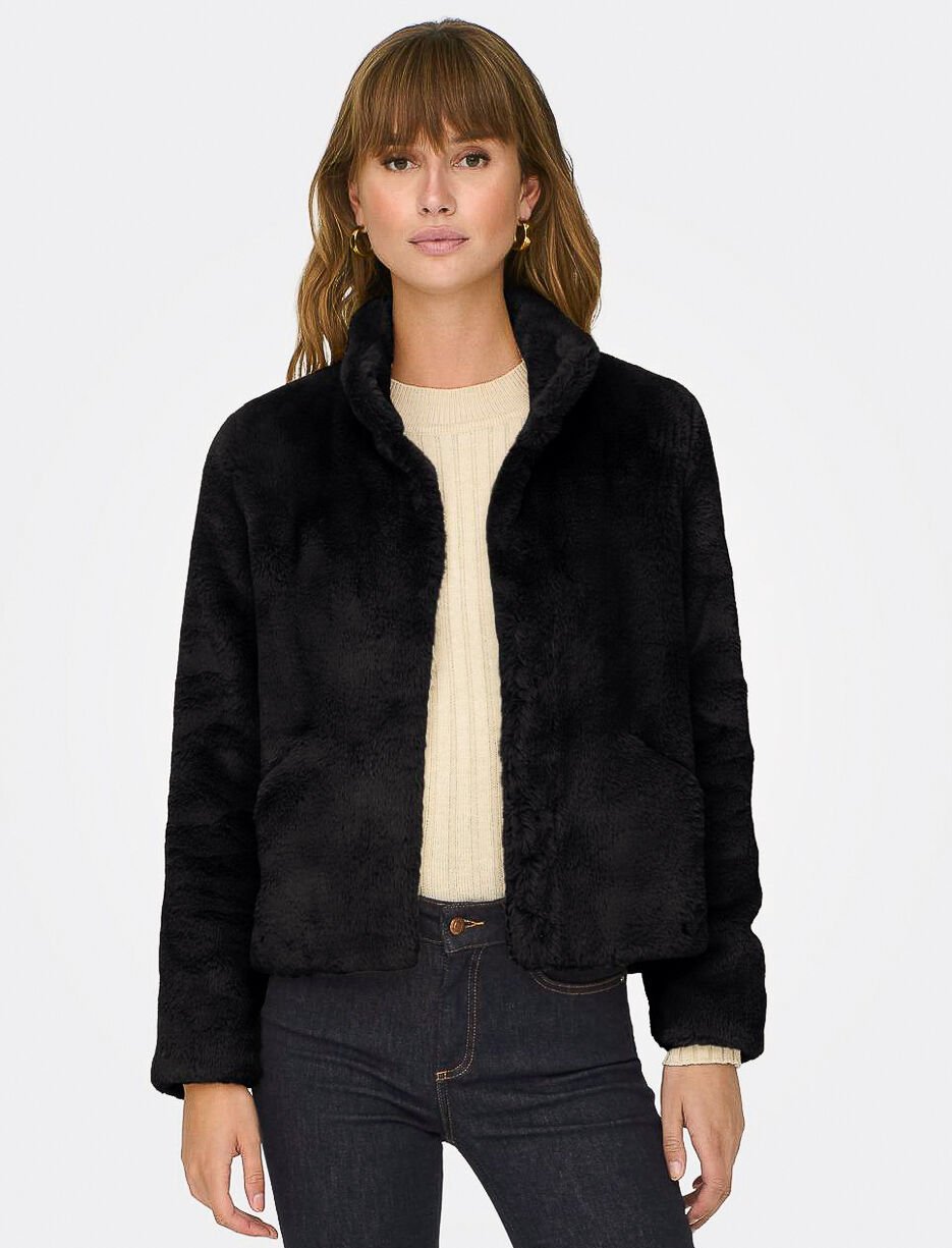 Veste en fausse fourrure à col montant