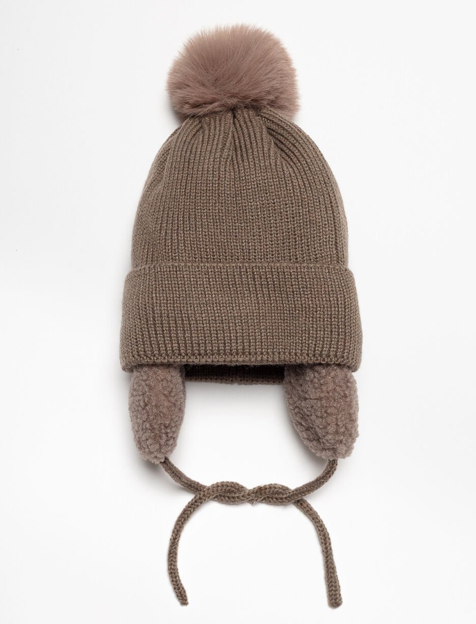 Knit Beanie with Pompom - Little Boy
