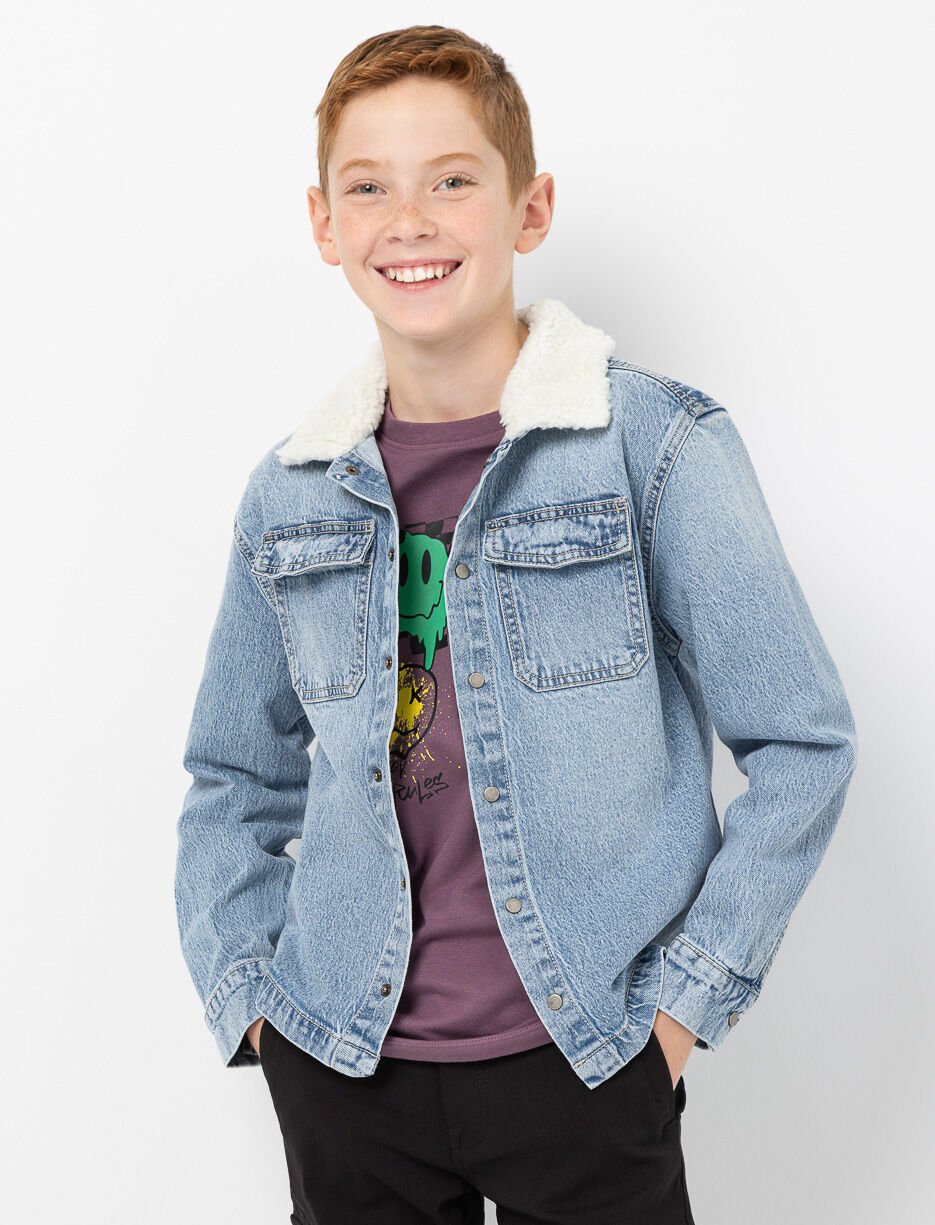 Denim Jacket with Sherpa Collar