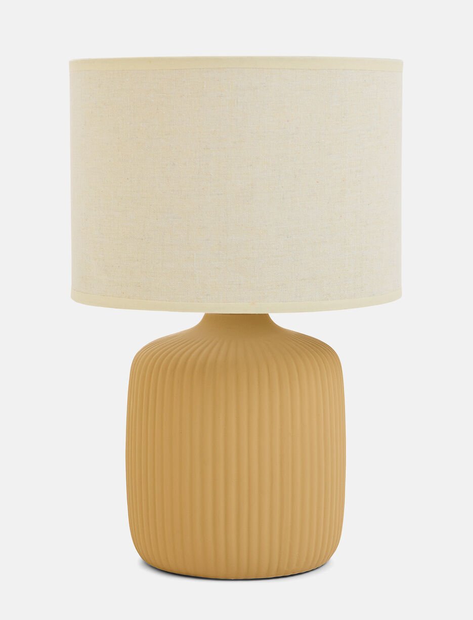 Lampe de table nervurée jaune ocre