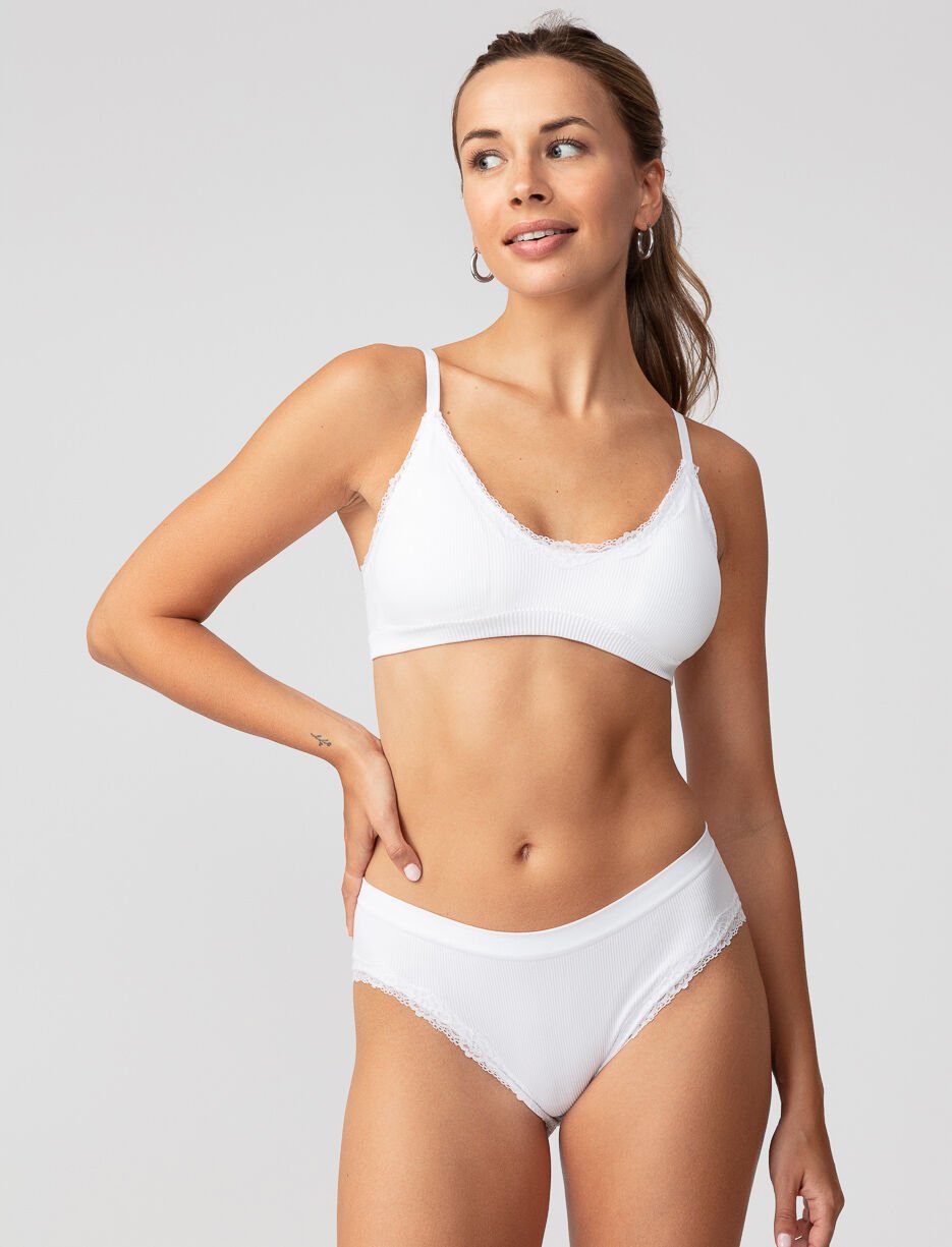 Bralette côtelée à dentelle