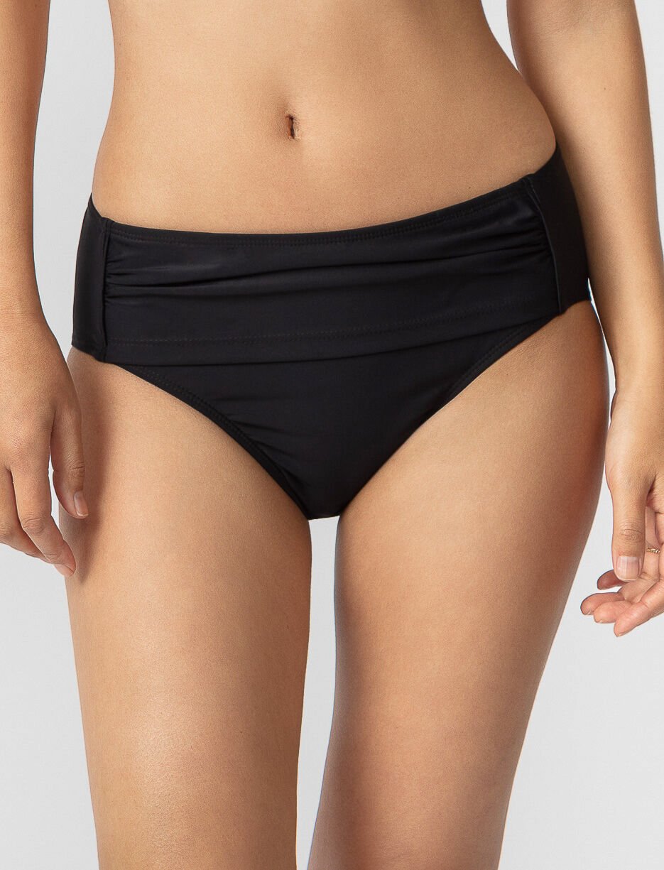 Bas de bikini &agrave; taille haute fronc&eacute;