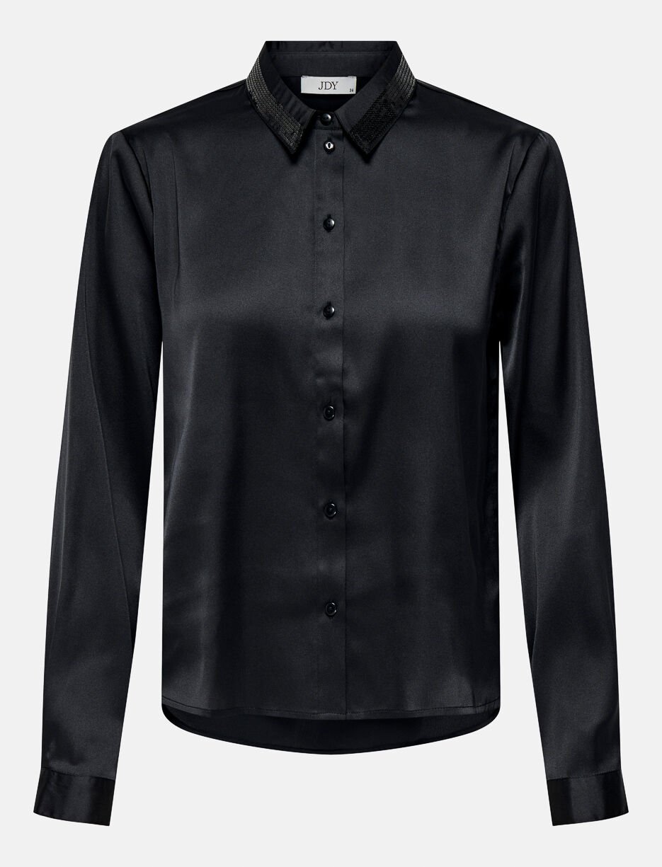 Chemise satinée à col pailleté
