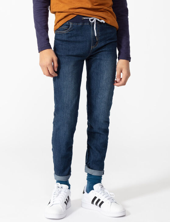 Straight-leg Jeans with Elasticized Waistband