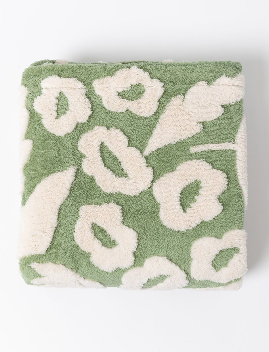 Jeté jacquard sherpa à motif feuillage