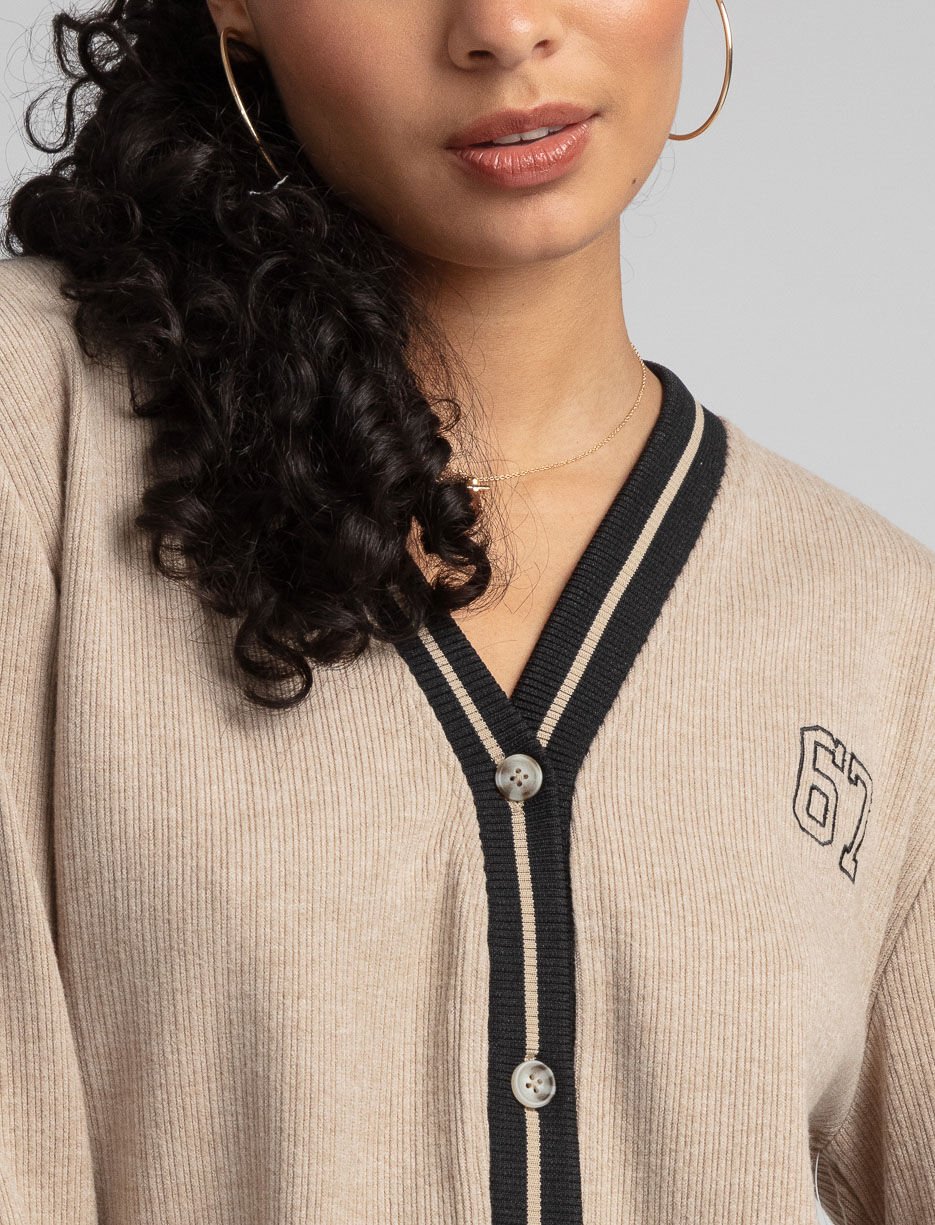 Ribbed Varsity Cardigan