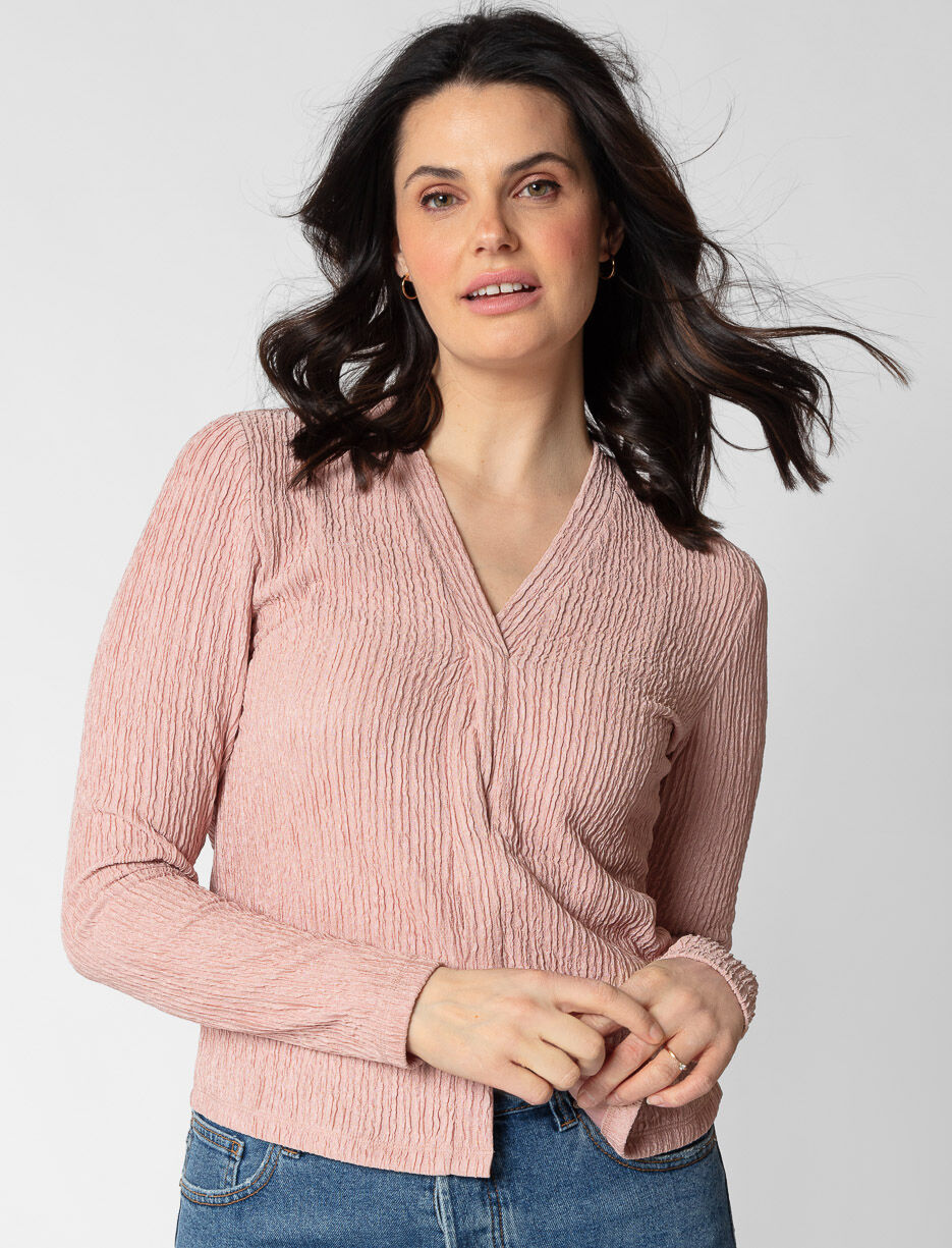 T-shirt texturé à col en V