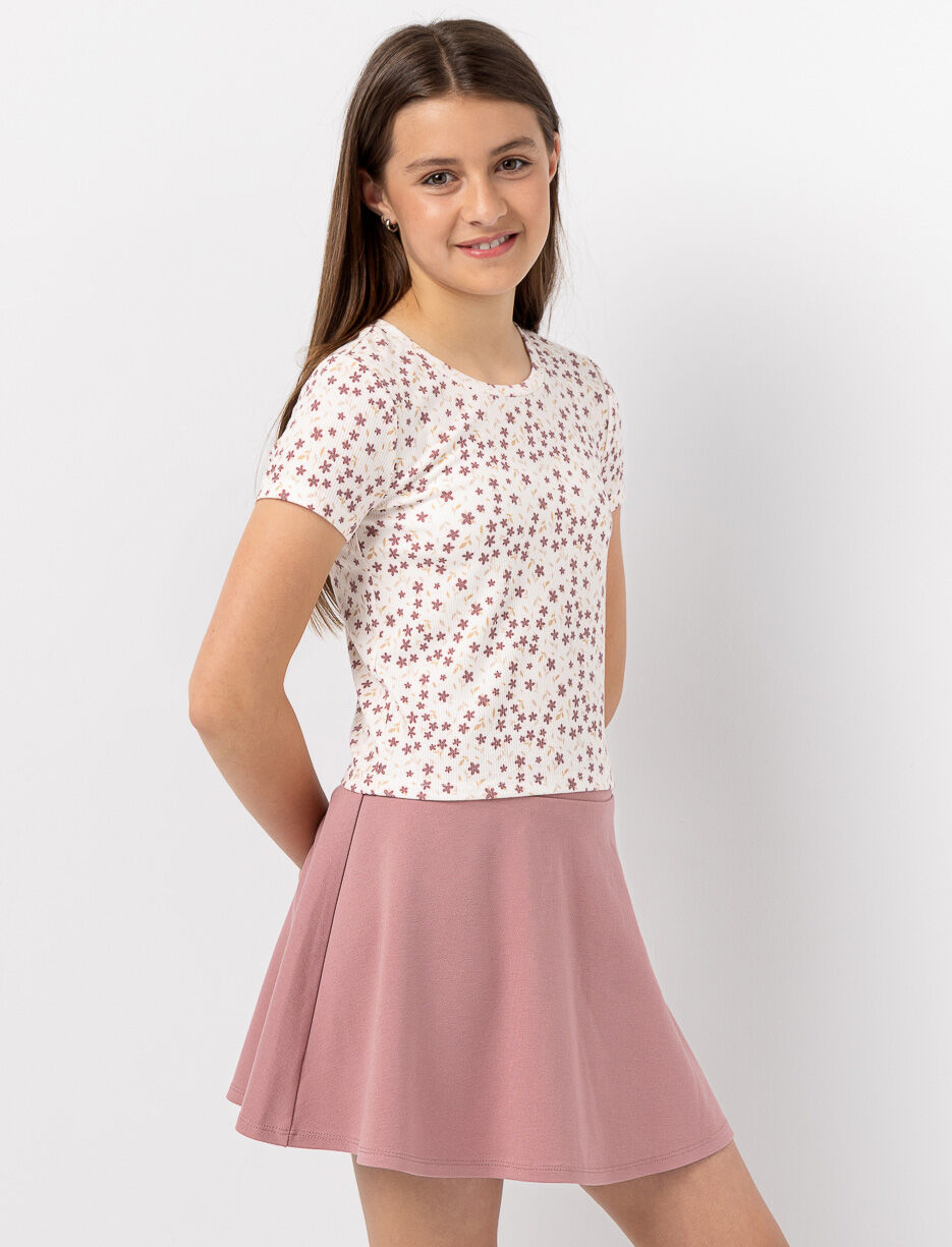 T-shirt côtelé fleuri