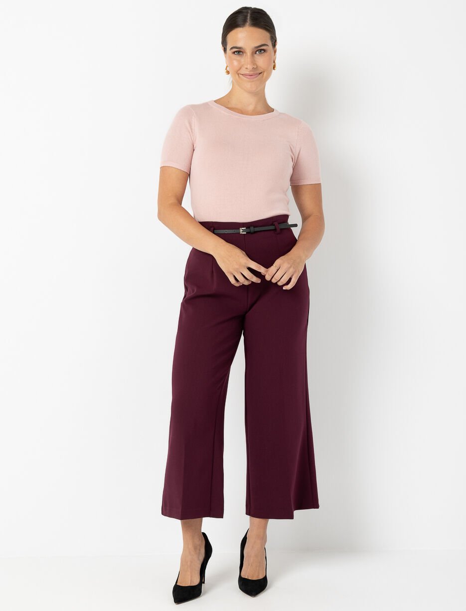 Pantalon à jambe large à plis et ceinture Pantalon à jambe large à plis et ceinture