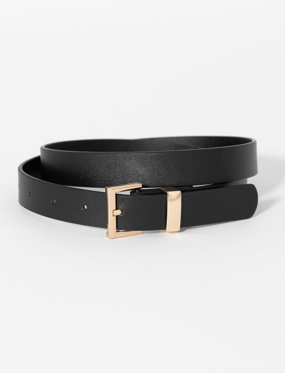 Faux Leather Belt with Square Buckle