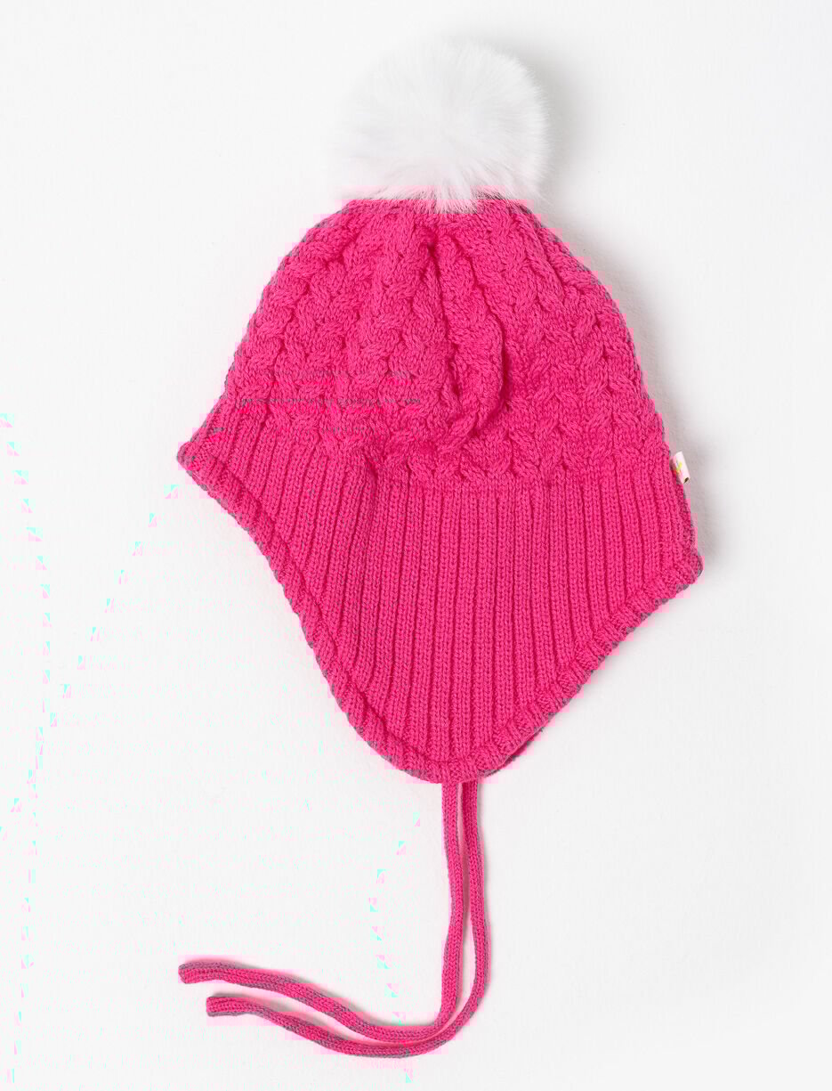 Recycled Knit Pompom Beanie - Little Girl