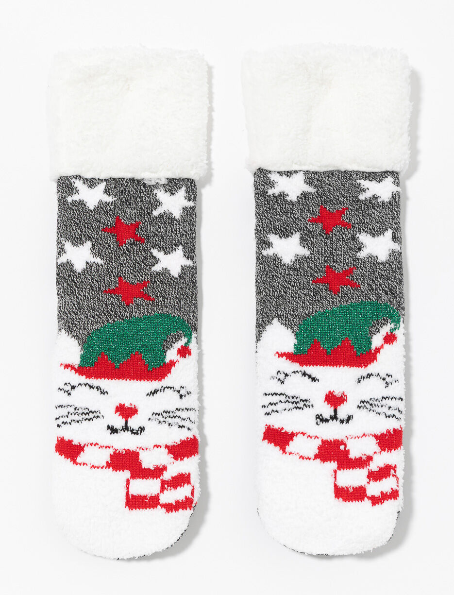 Sherpa-lined Christmas Slipper Socks