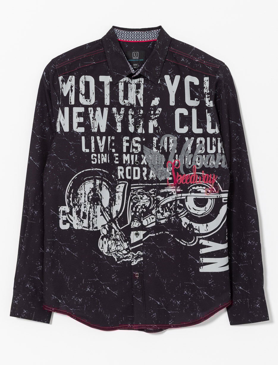 Chemise imprimée à coutures contrastantes