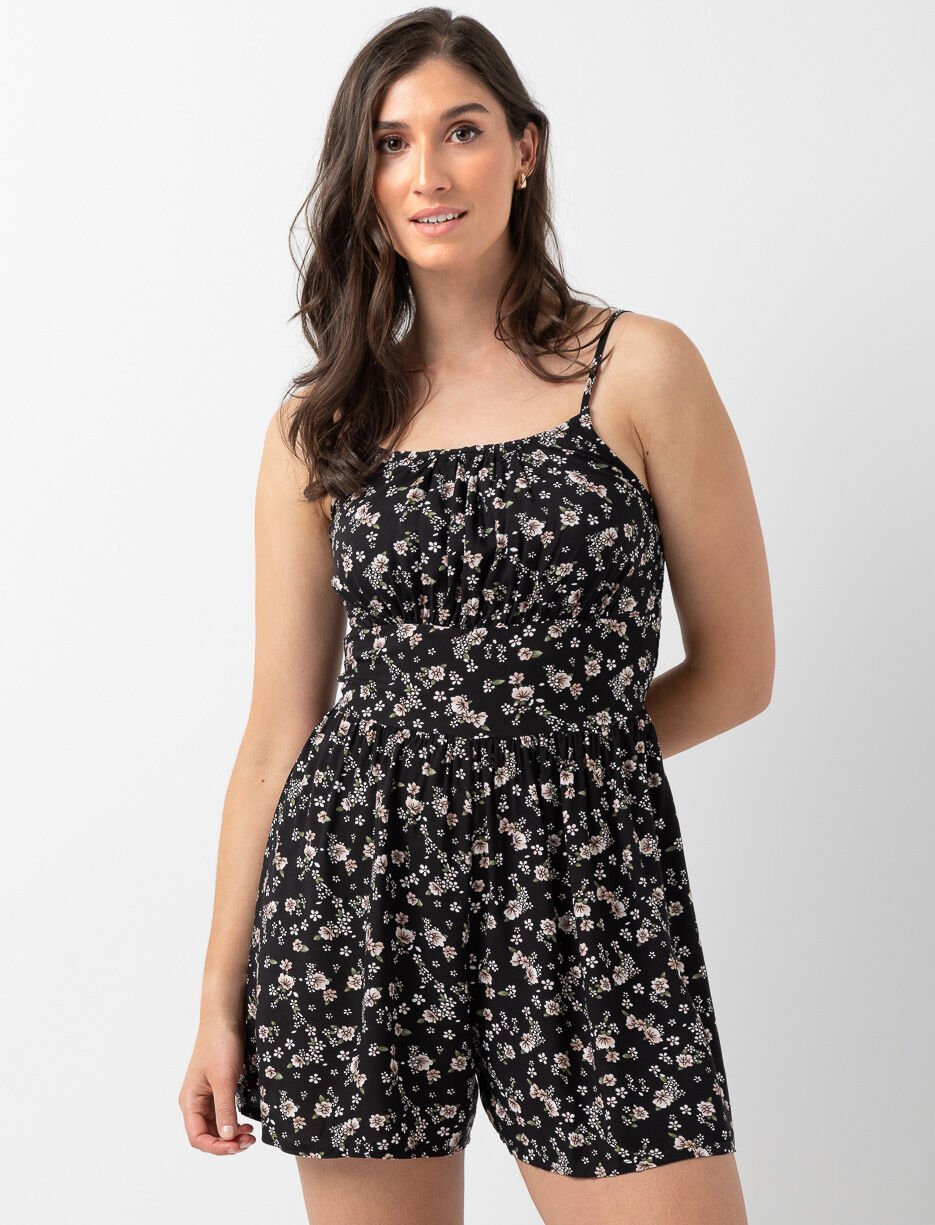 Combishort imprimé cintré à la taille