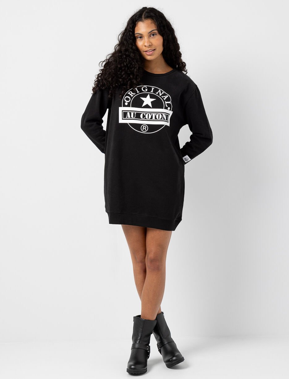 Robe chandail imprimée à épaules tombantes