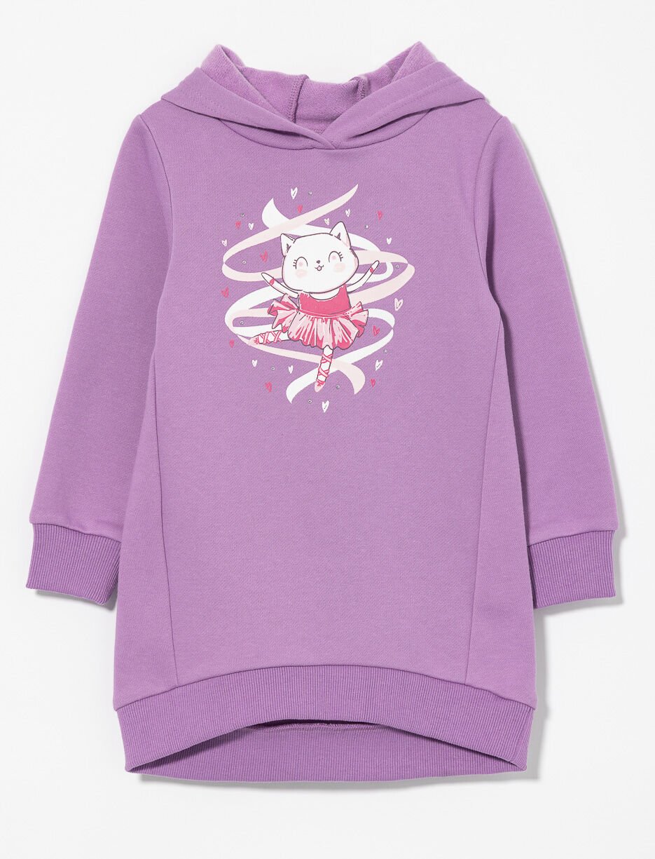 Printed Fleece Hoodie Tunic - Little Girl