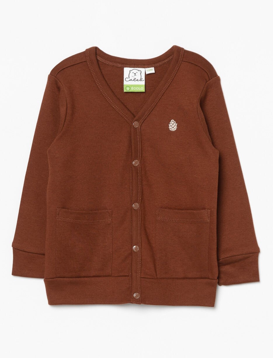 Organic Cotton Cardigan with Small Embroidery