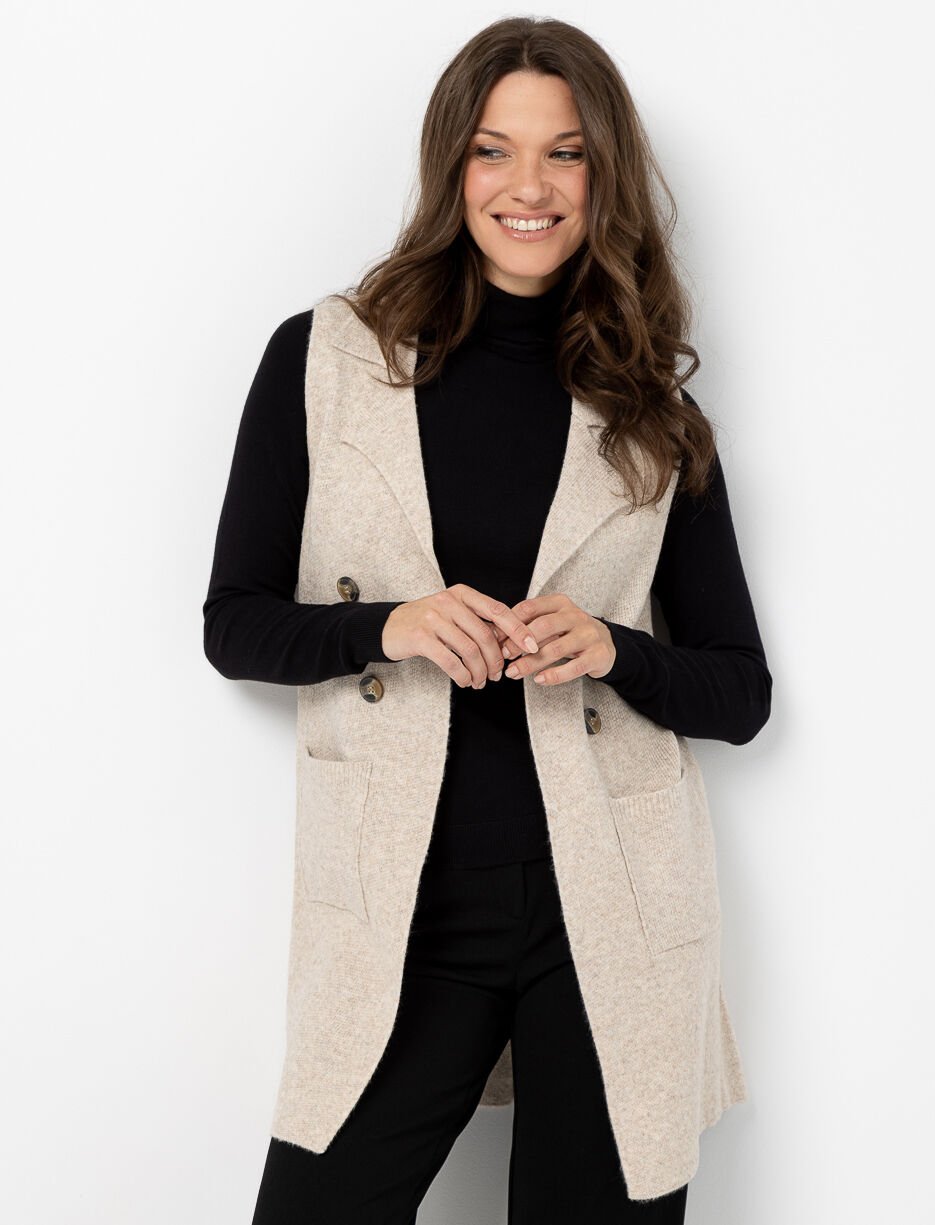 Veston ouvert sans manches à boutons