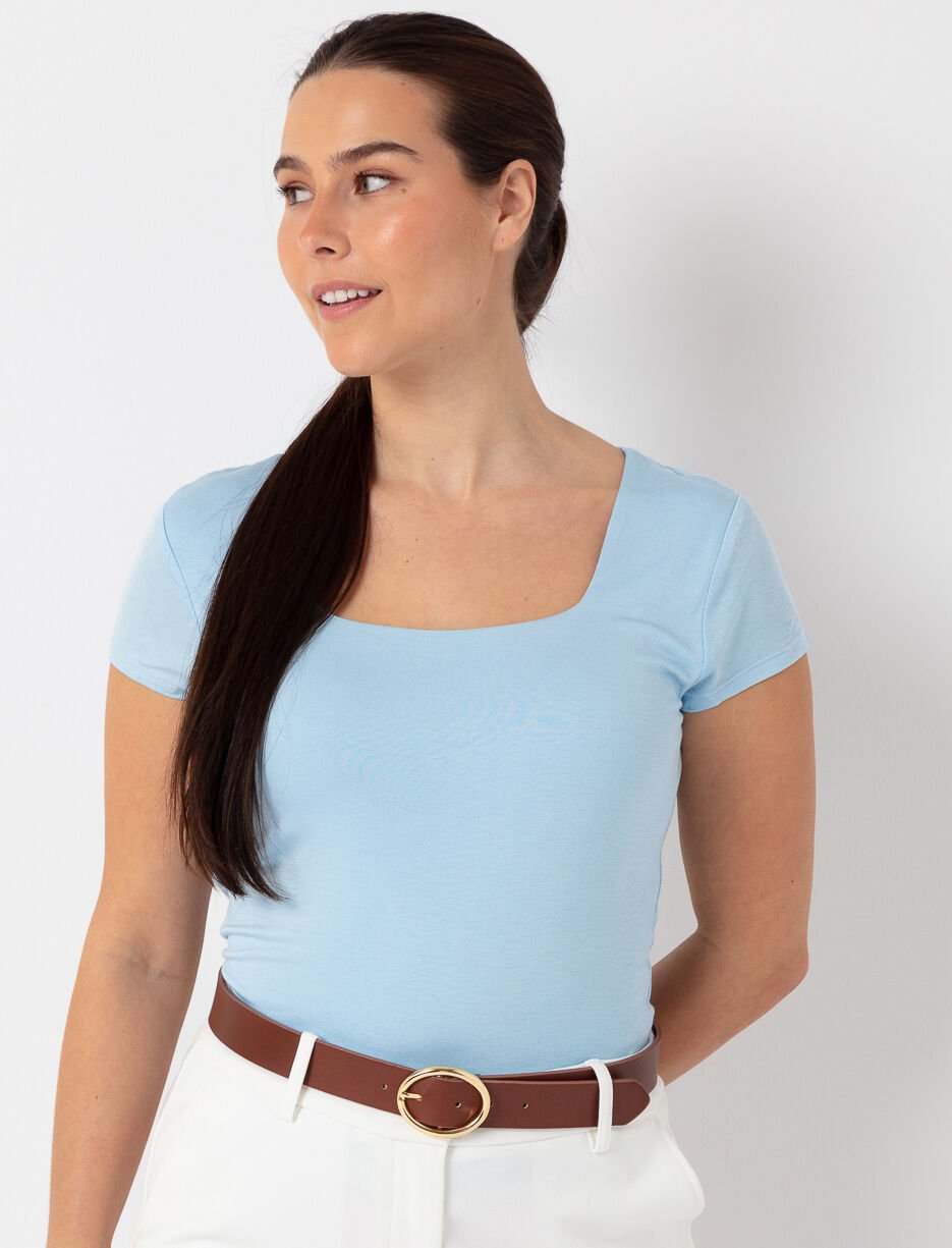 T-shirt uni à col carré