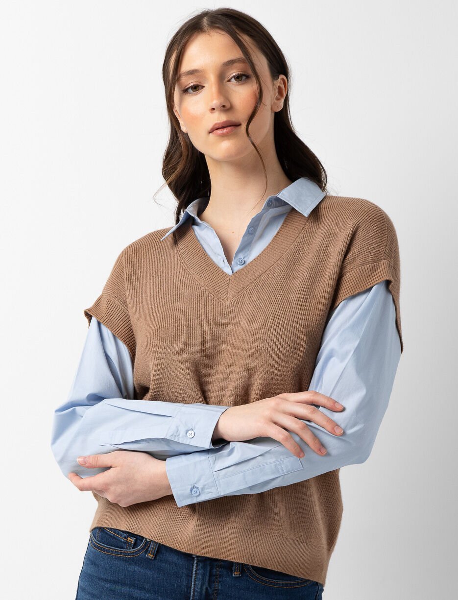 Chemise avec débardeur en tricot