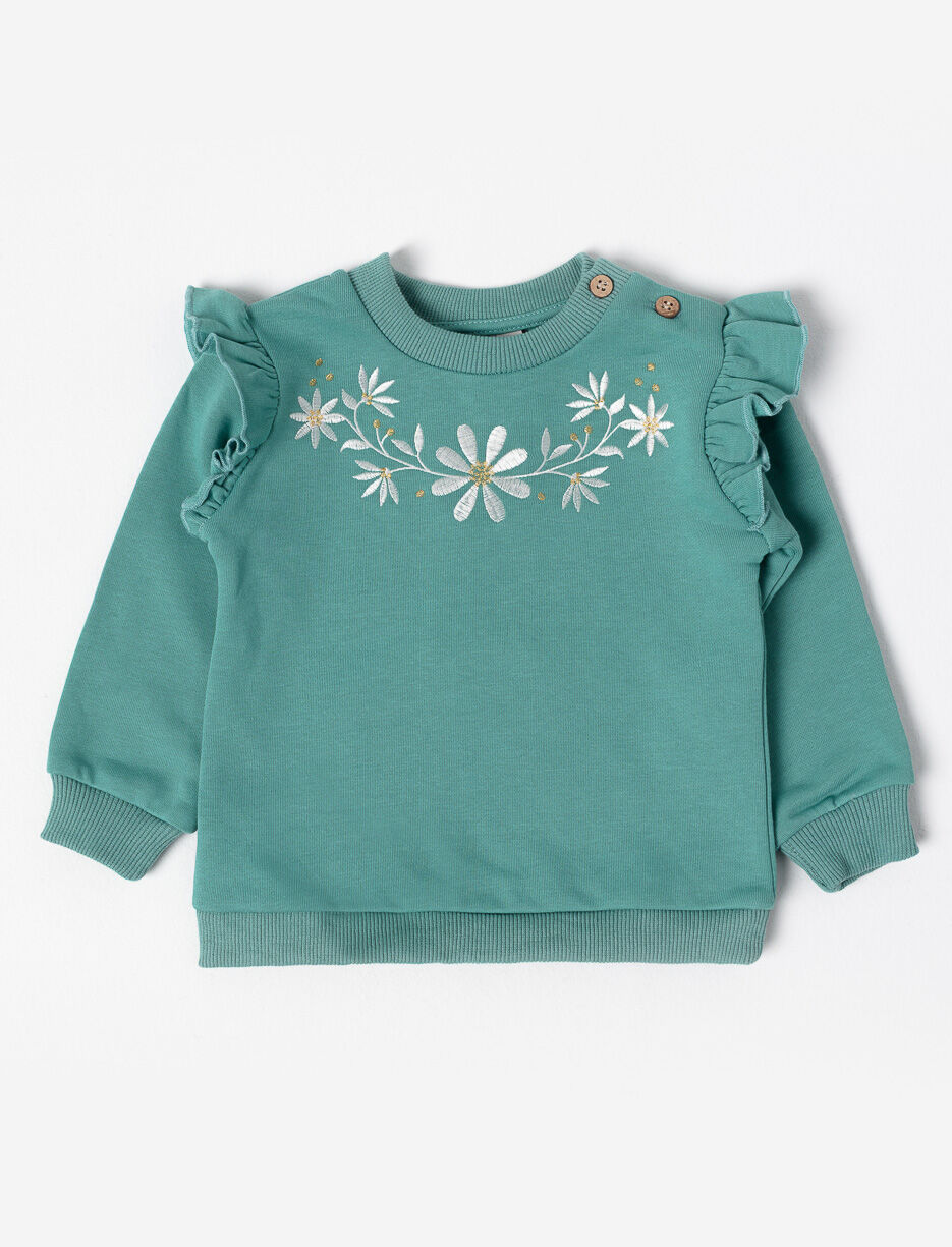 Chandail ouaté à volants et fleurs - bébé fille