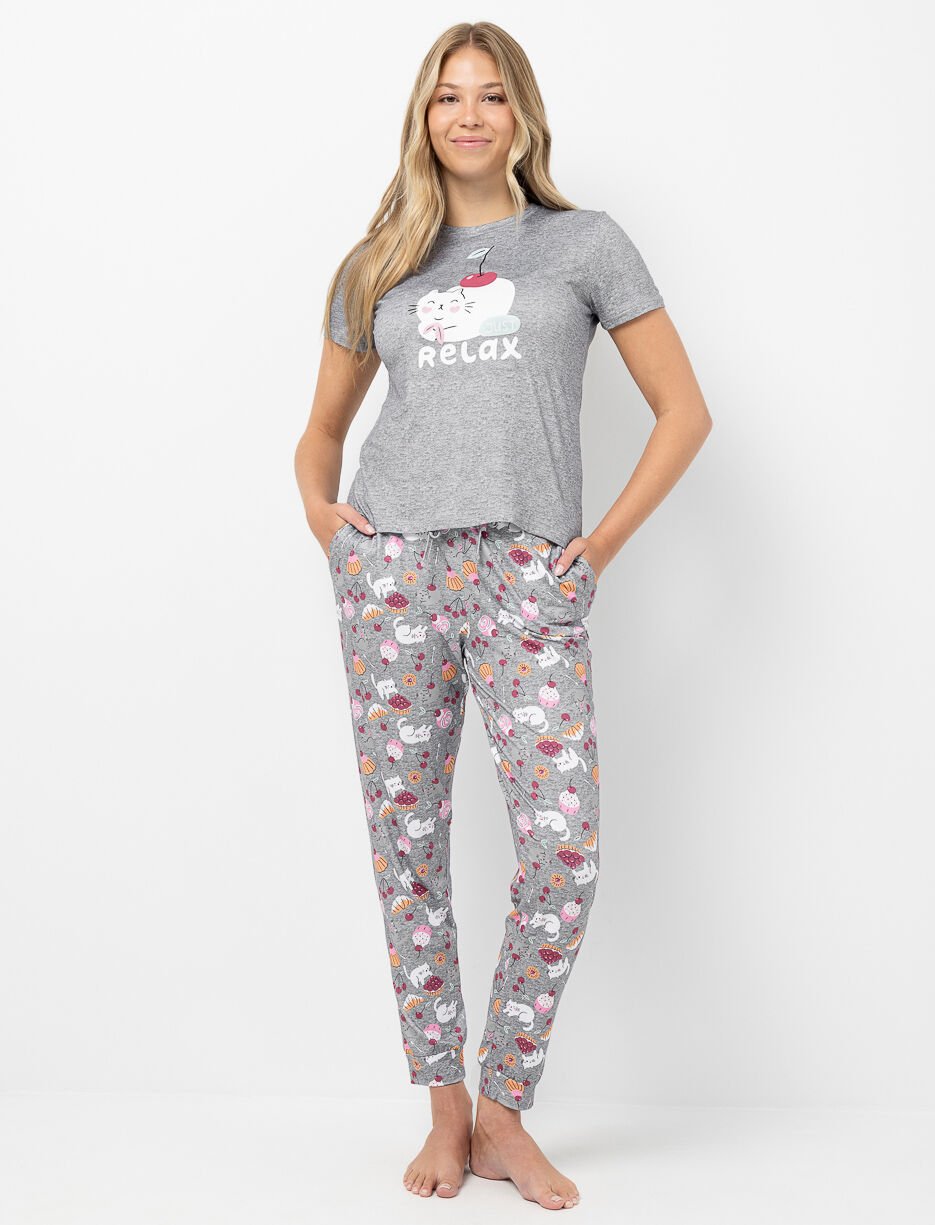 Pantalon de pyjama imprimé à taille élastique
