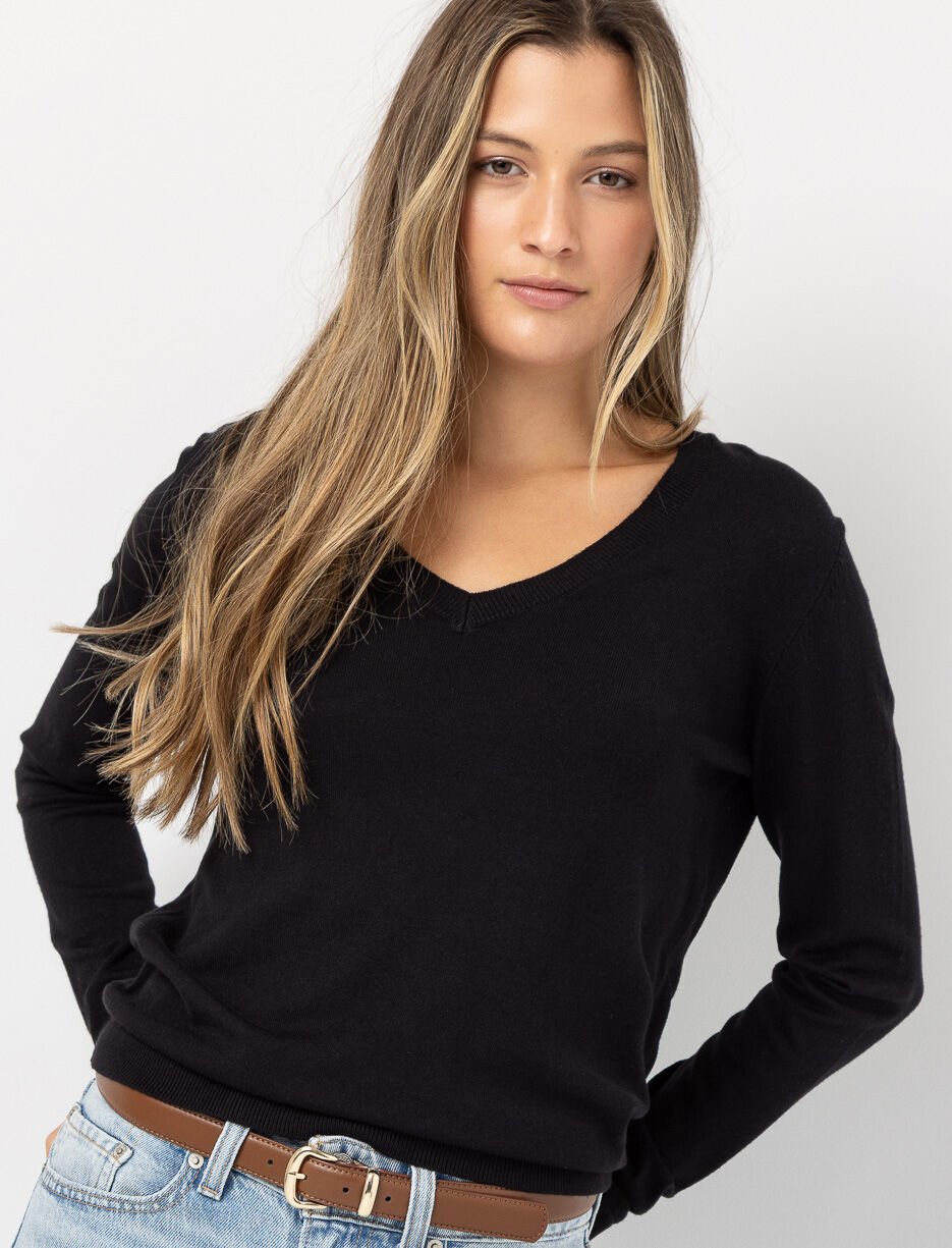 Chandail en tricot à col en V