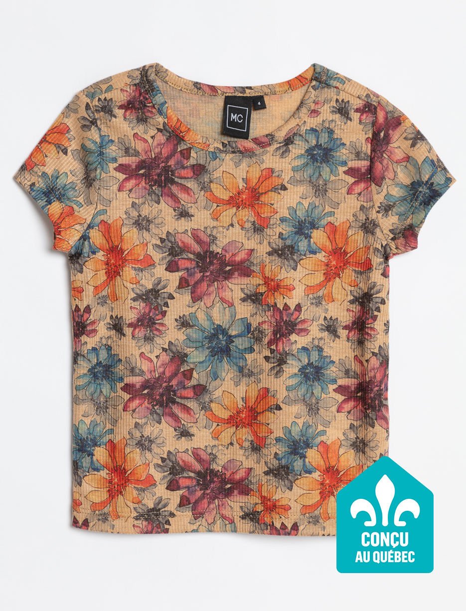 T-shirt c&ocirc;tel&eacute; fleuri