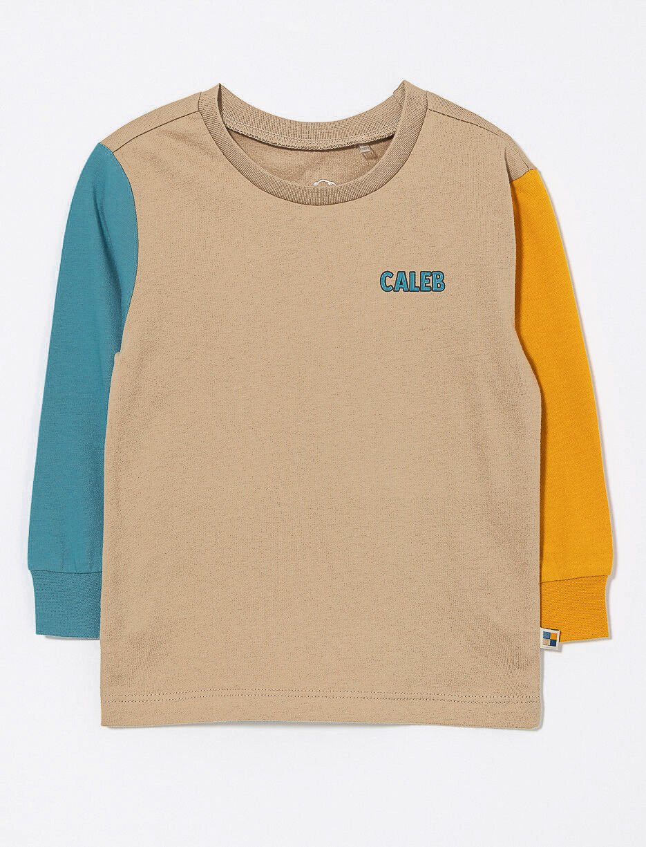 T-shirt à manches contrastantes en coton bio - petit garçon