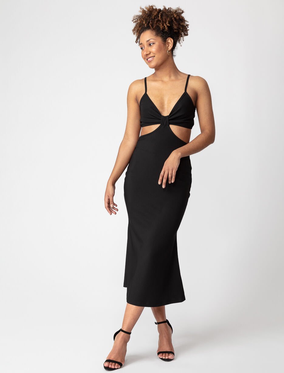 Solid Bodycon Dress with Cut-outs