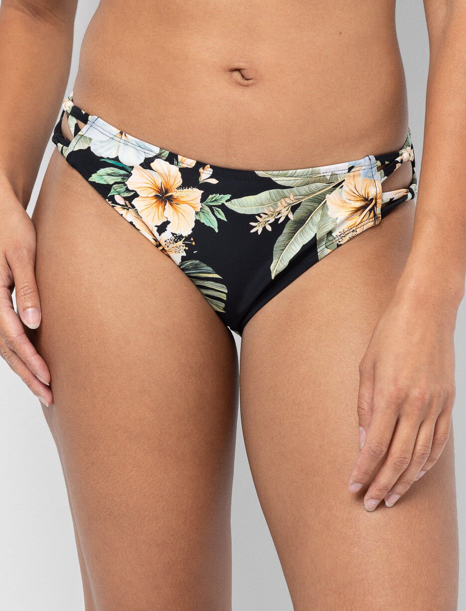 Printed Side Cut-out Bikini Bottom