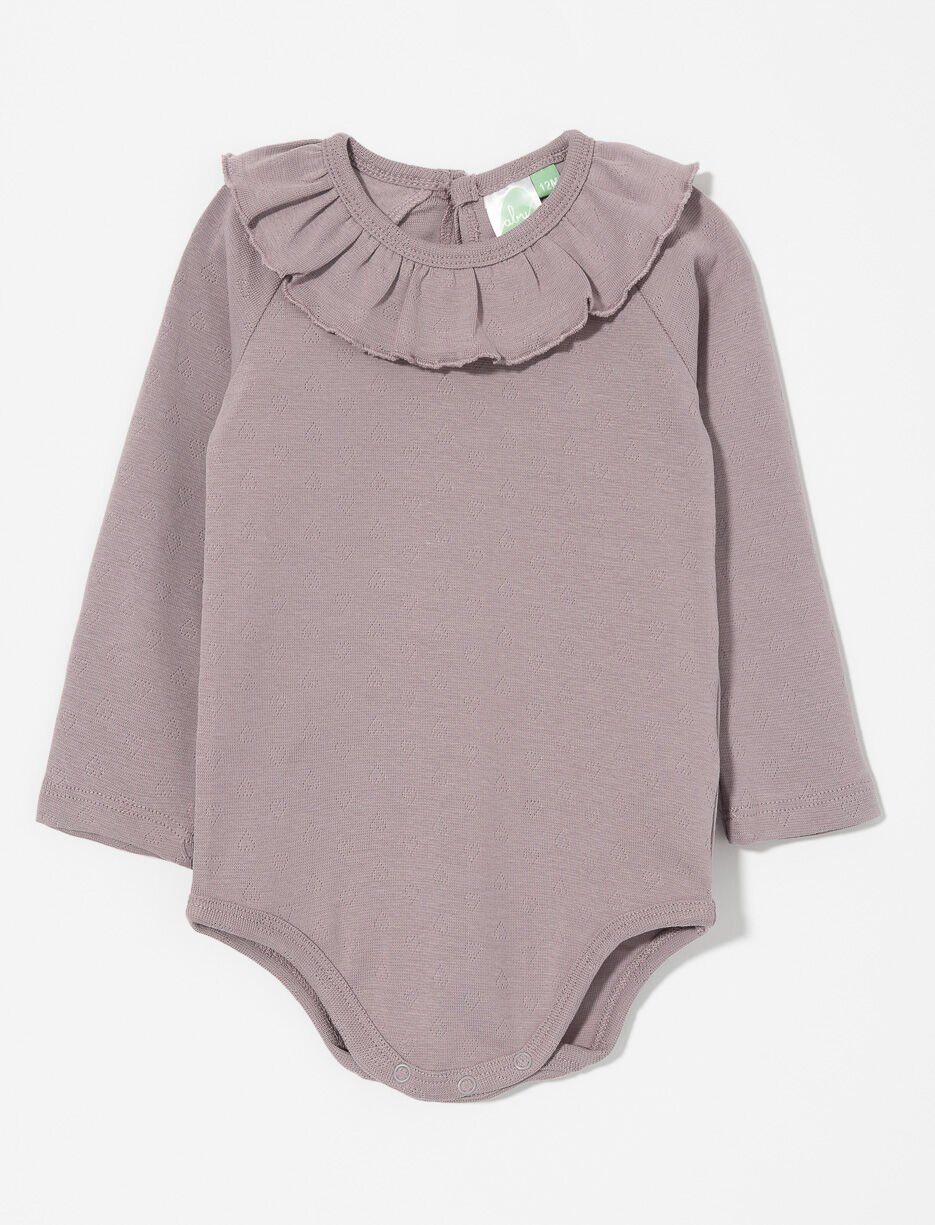 Pointelle Ruffle Collar Bodysuit